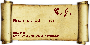 Mederus Júlia névjegykártya